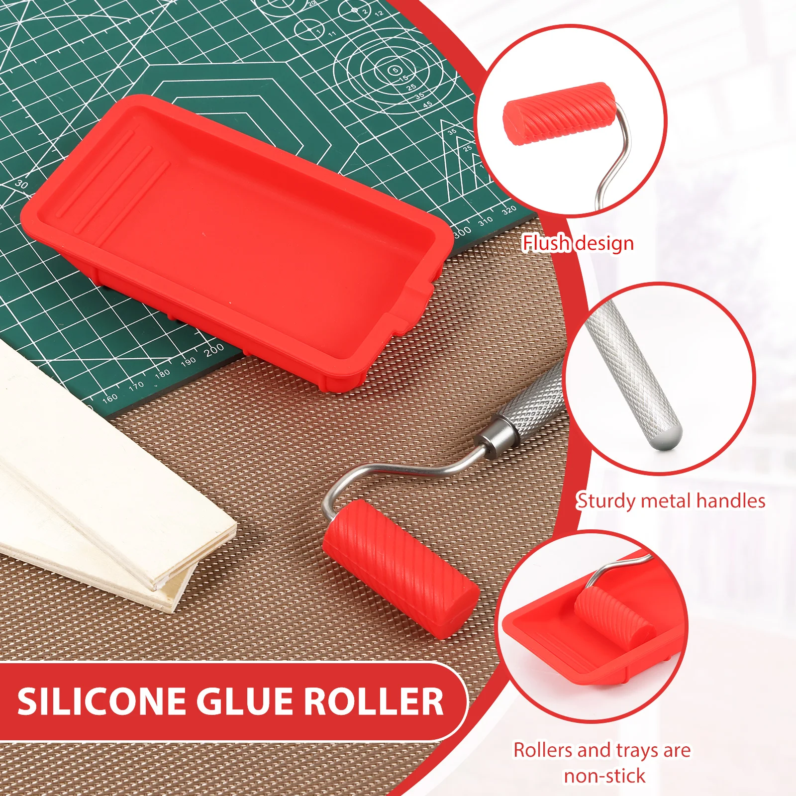 صينية طلاء قابلة لإعادة الاستخدام مجموعة الطلاء الخشب الغراء الأسطوانة وصينية كفاءة أداة نجارة أداة الطلاء مزيج للعمل الفني الحرفية