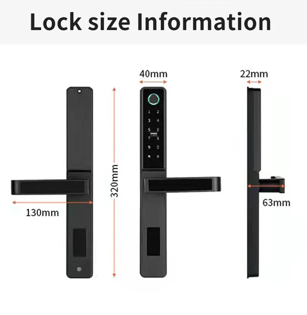 Electronic Aluminum Sliding Door Smart Lock Tuya WiFi Waterproof Fingerprint TTLock Code RFID Card Digital Keypad APP Door Locks 5