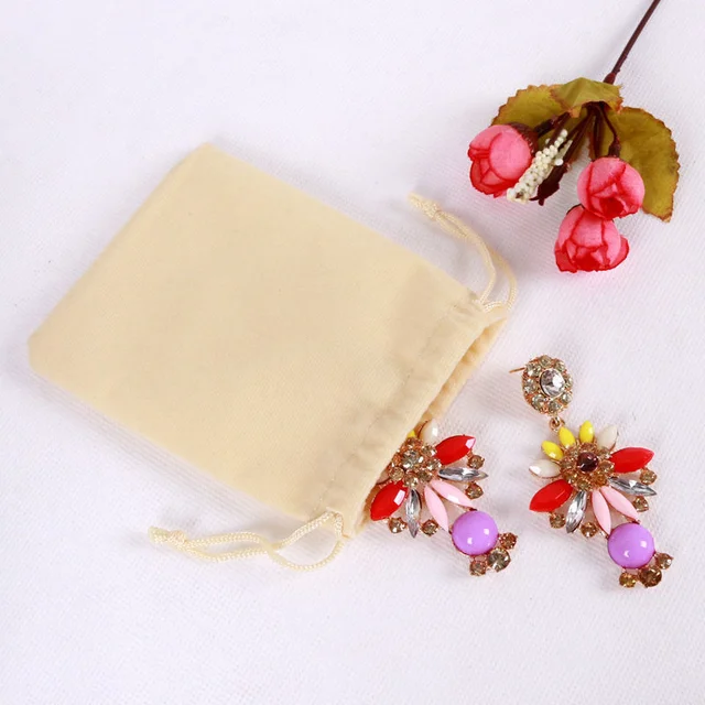 Drawstring high quality velvet bag short plush multi color jewelry storage bag drawstring earrings wedding christmas