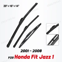 Wiper Front & Rear Wiper Blades Set Kit For Honda Fit Jazz 1 2001 - 2008 Windshield Windscreen Window Brush 20"+16"+14" 1
