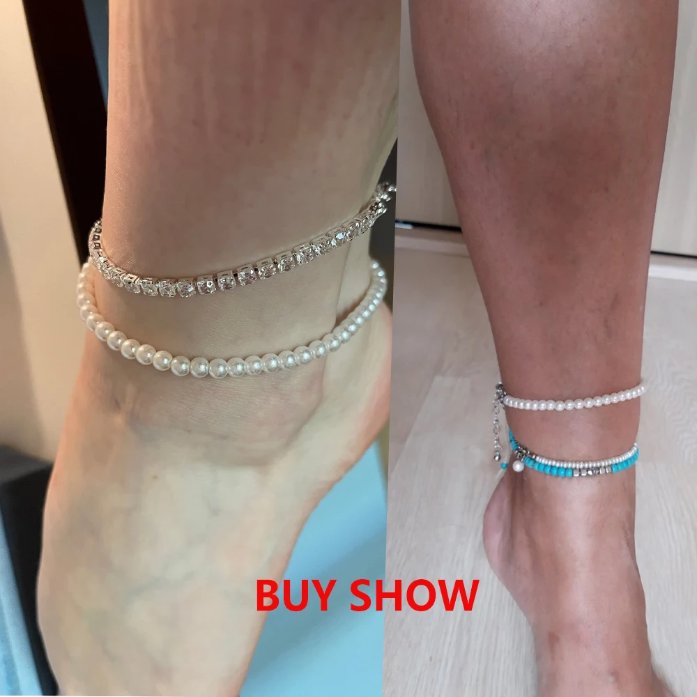 Silver Anklet Bracelet Ankle Chains Beads Anklet Fashion Accessories
