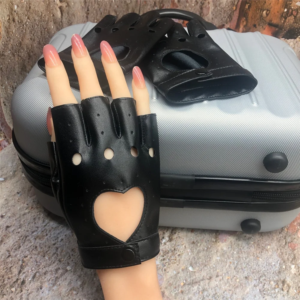 Leg Avenue - Guantes de moto sin dedos para mujer