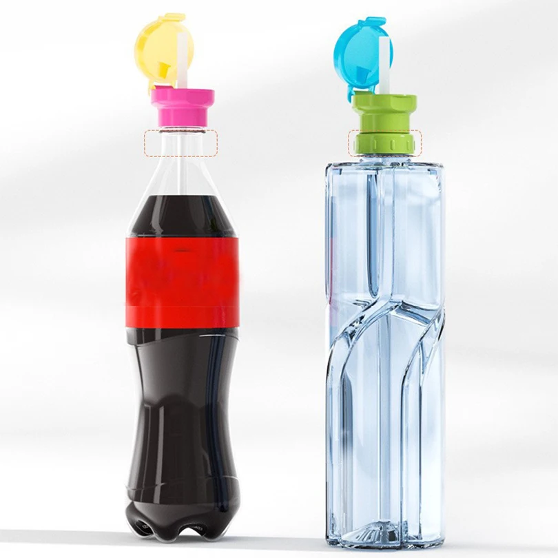 Kid's Water Bottle Cap Spill Proof  Soda Water With Straw Safety Drink Straw Cup Safe Drink Straw Sippy Cup Rotary Cup