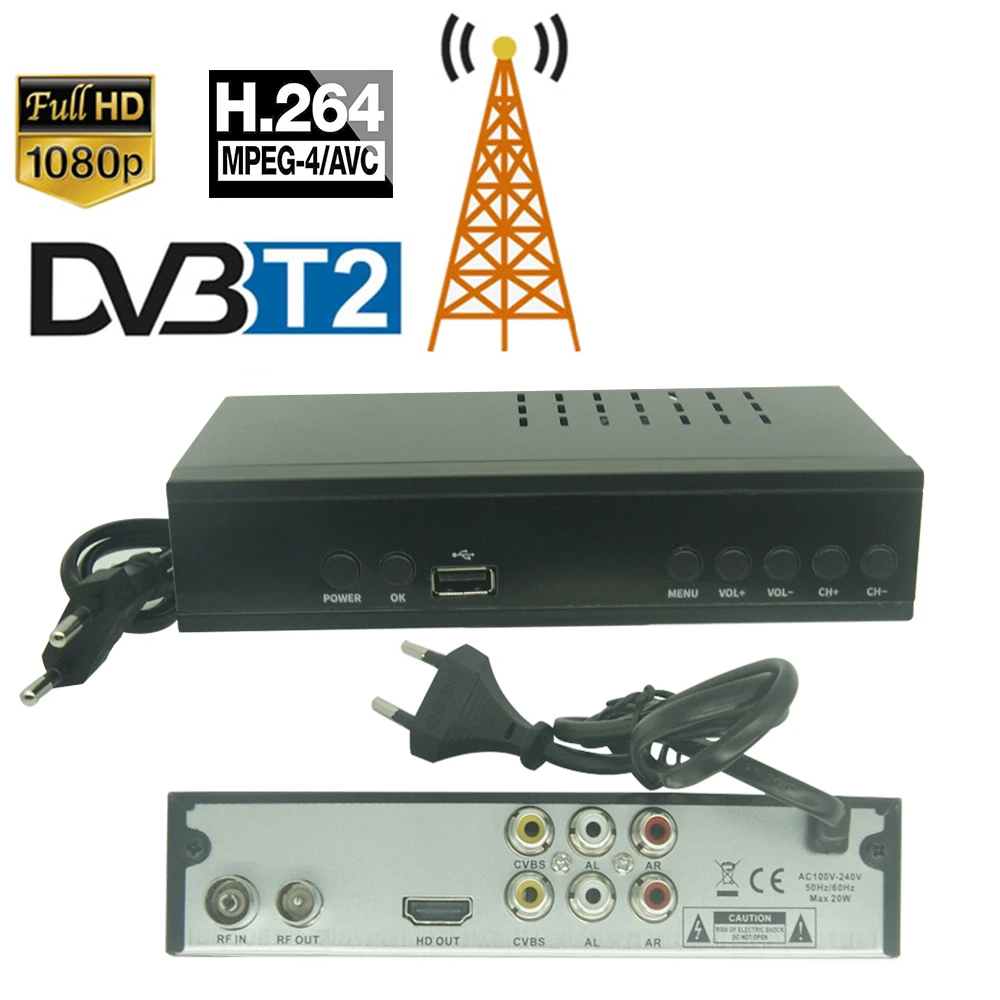 DVB T2 Spain Europe T2 Digital Terrestrial Set Top Box Decoder TV Stivk Tuner H.264 USB  WIFI Digital TV Set Top Box DVB T2 Use television antennas