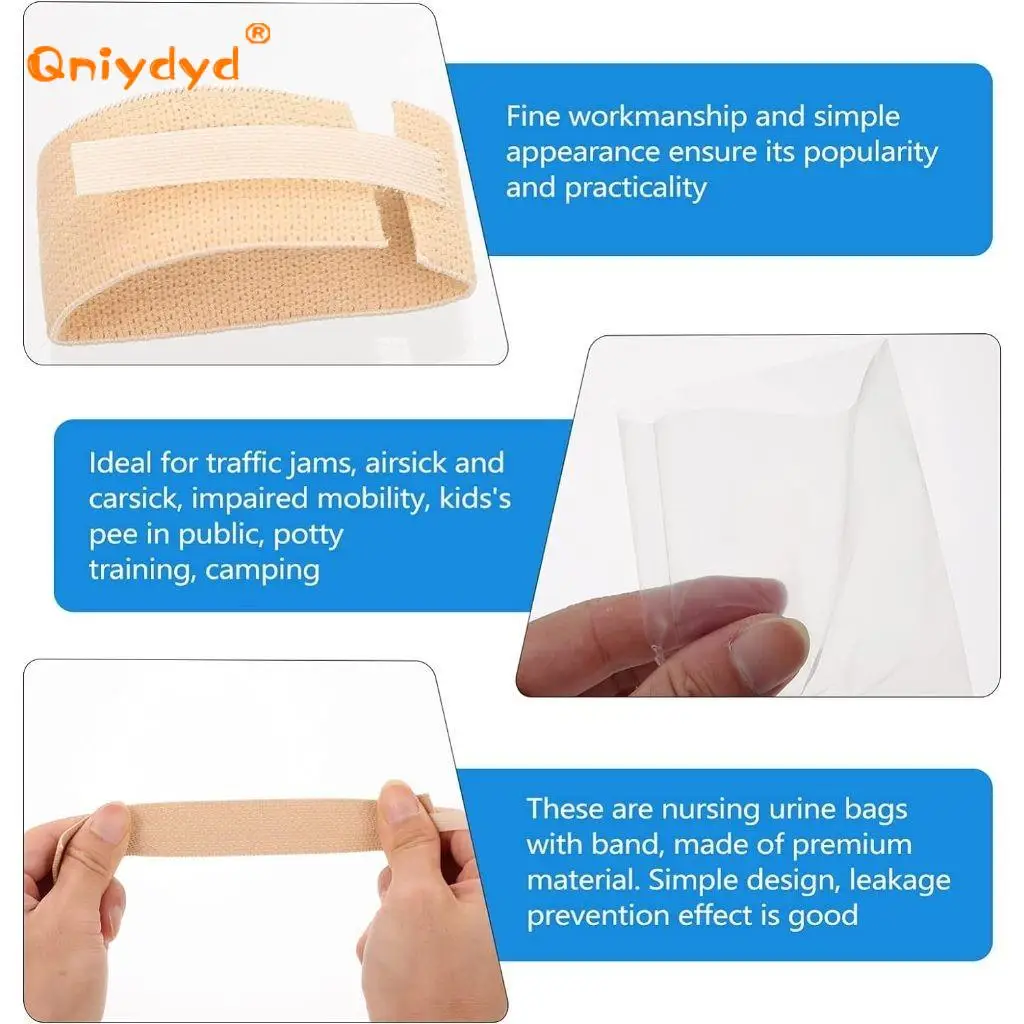 100Pcs Men Urine Bag Urinal Pee Holder Portable Leakage- Proof Elderly Urine Bag for Hospital Camping Car Travel Toilet urine collection bag