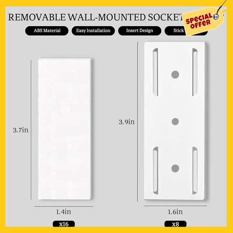 Desktop Socket Holder, Plug-In Surge Protector Bracket, Desktop Mobile Self-Adhesive Non-Punch Socket Bracket Easy Install
