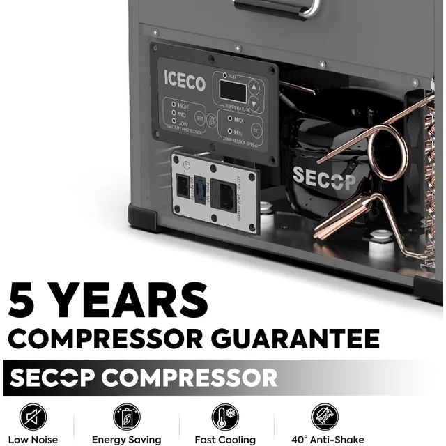 ICECO VL45 Portable Refrigerator with SECOP Compressor, 45Liters Platinum Compact Refrigerator, DC 12/24V, AC 110-240V, 0℉ - 50℉ 2