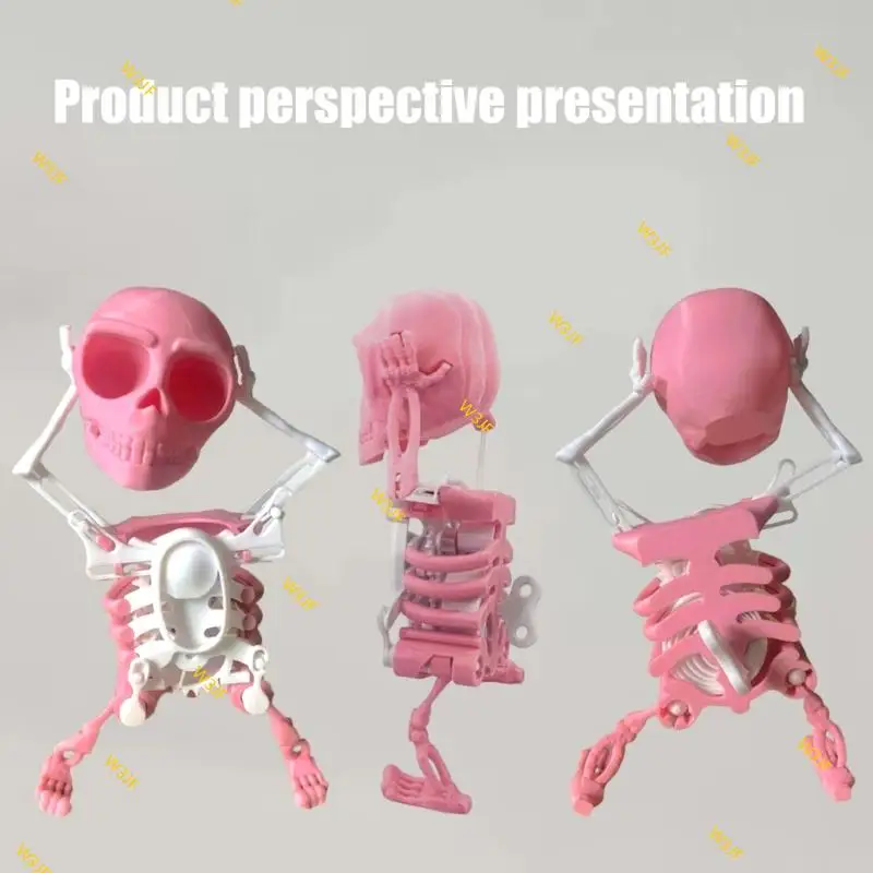 W3JF Dancing Skeleton Toy 3D Swinging Wind Up Skeleton 3D Printed Toy for Desk Decoration and Stress Relief