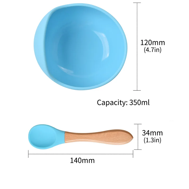 28Colors Baby Silicone Suction Bowls for Kids Waterproof Baby Feeding Tableware Spoon Children Dishes Kitchenware Infant Plates 5