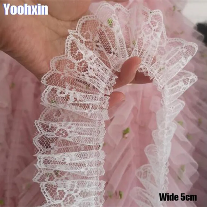 lace fabric 5CM wide embroidery flower trim ribbon DIY sewing applique collar ruffle craft christmas guipure decor