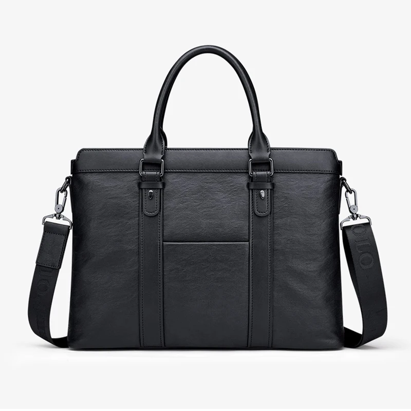 Men's leather briefcase, multifunctional laptop bag, fashionable commuting shoulder bag