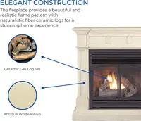 Dual Fuel Ventless Gas Fireplace System Mantle Thermostat Control6Fire Logs Use with Natural Gas or Liquid Propane Antique White 2