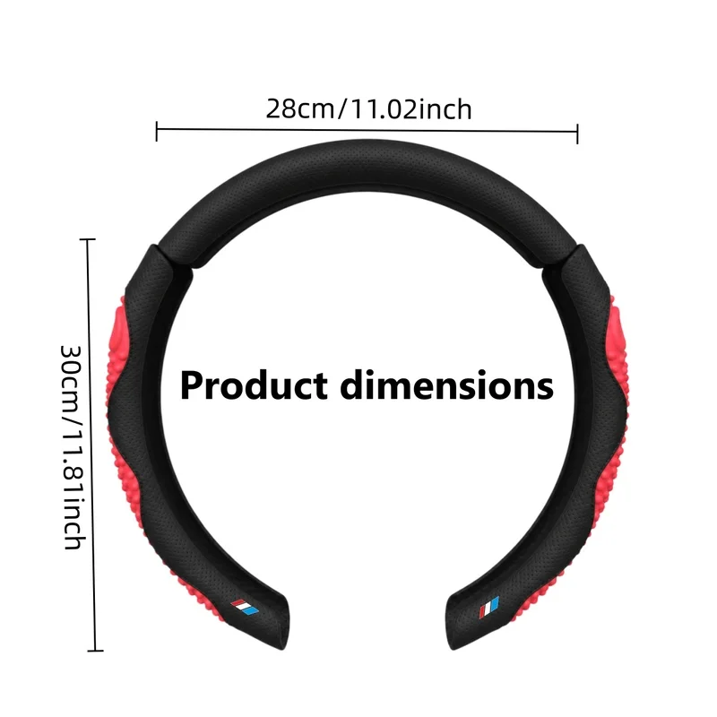Tri-Color Comfort Grip Car Steering Wheel Cover with Red Massage Accents