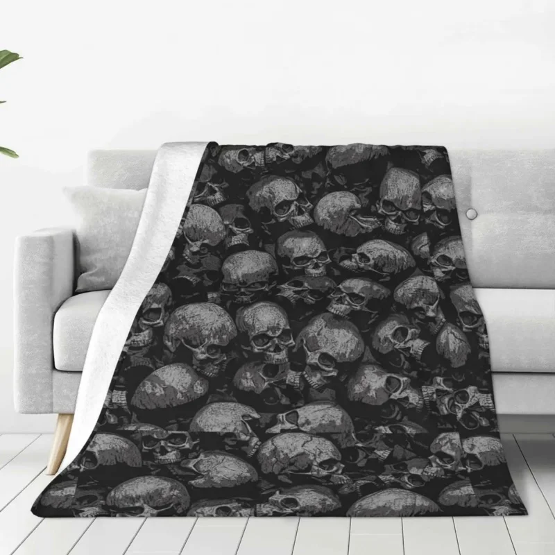 

Totally Gothic Blanket Goth Skull Flannel Vintage Warm Throw Blankets for Home Restaurant Decoration