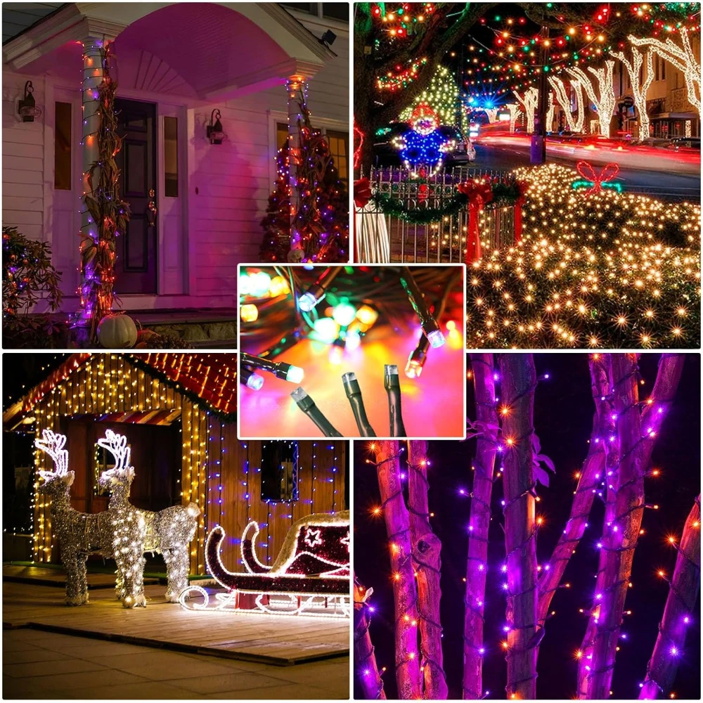 Solar Powered Outdoor LED Fairy Lights IP65 Waterproof 8 Lighting Modes Christmas Decoration Wedding Decoration