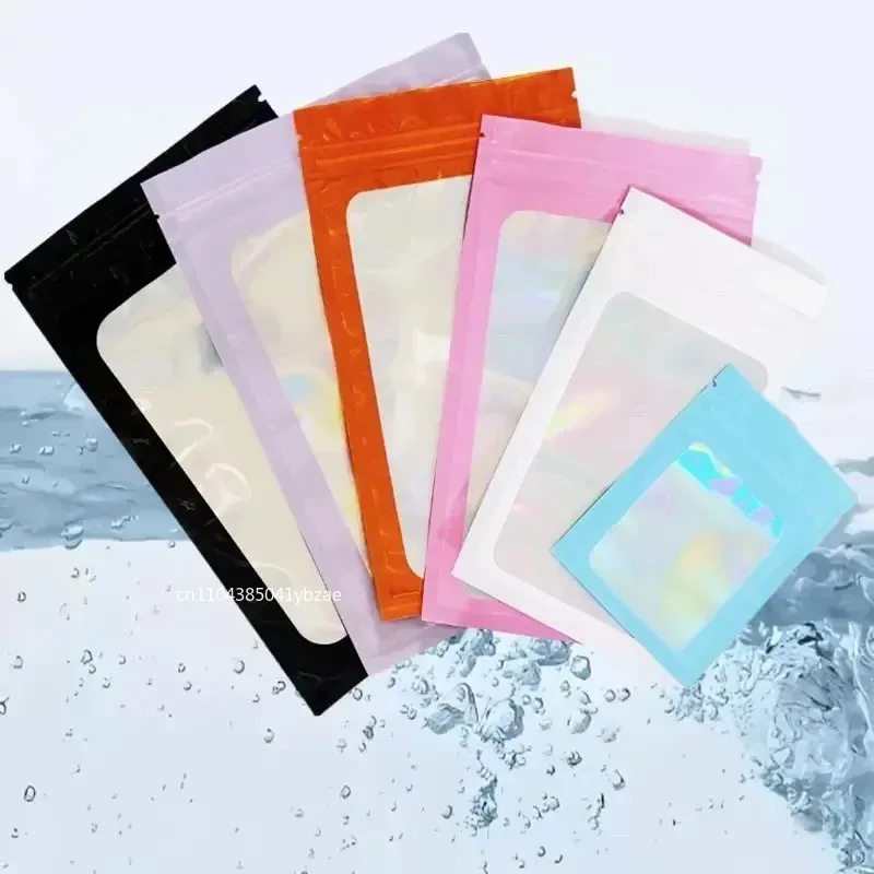 Druckverschlussbeutel, 100–500 Stück, holografische Beutel, Geschenktüten mit Reißverschluss, Kunststoff, schillernde Aufbewahrung, Reißverschluss-Verpackungsbeutel für Ohrringe, Schmuck – Detail 3