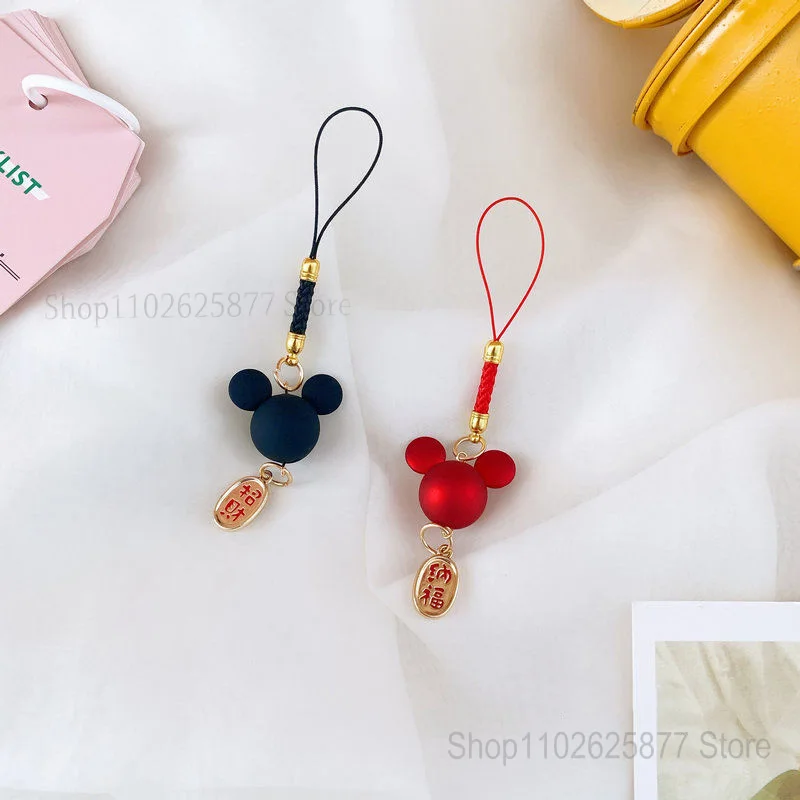 Disney Mickey Head Cordino Per Cellulare Cute Cartoon Anime Bag Bag Gioielli Portachiavi Per Auto U Disk Bag Ciondolo Per Cellulare Regalo Per Bambini