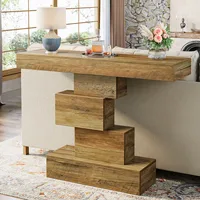 Tribesigns Table console de ferme de 42,5 pouces, table de canapé étroite en bois derrière le canapé avec base géométrique, accent d'entrée industrielle Ta 5