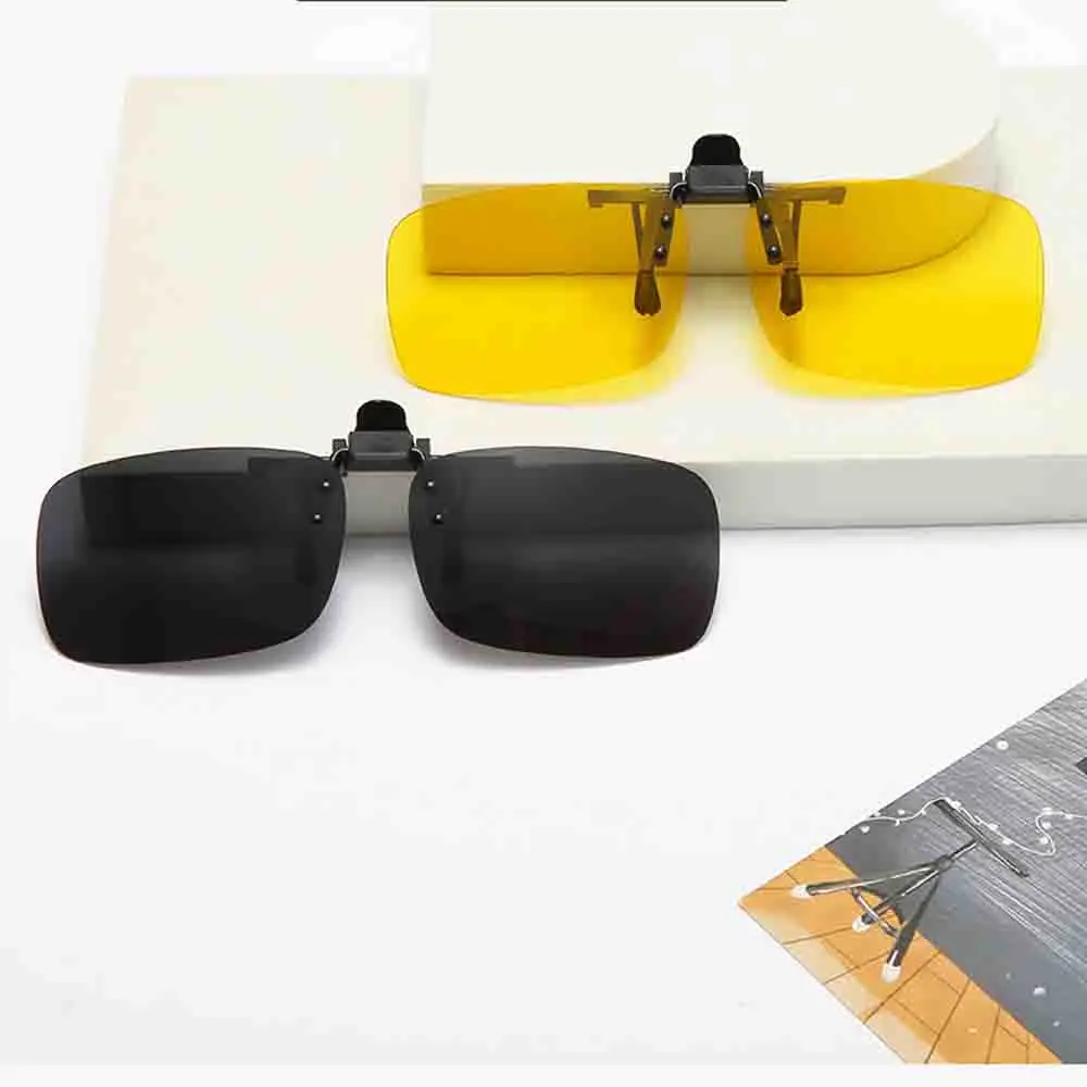 Gelbe Clip-On-Sonnenbrille, polarisierte Nachtsicht-Fahrbrille, blendfreie UV400-Brille für verschreibungspflichtige Gläser, für Männer und Frauen – Detail 3