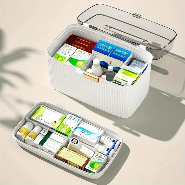 Medicine Storage Box With Handle Portable Leakproof Pill Organizer Large Capacity Medicine Storage Box First Aid Kit Storage Box 4