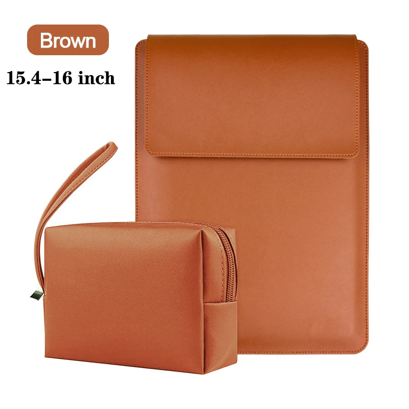 Versatile Waterproof Leather Laptop Sleeve with Built-in Stand