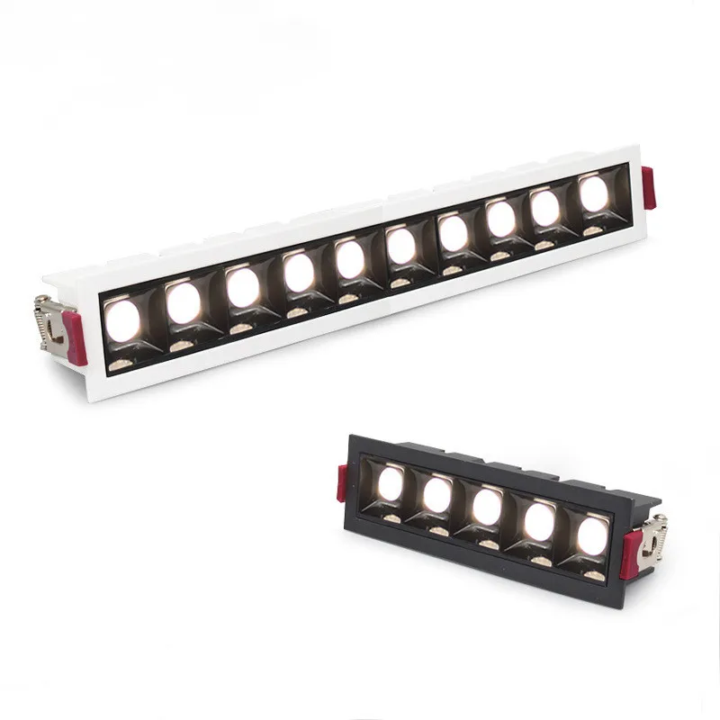 

Dimmable Linear Strip Spotlight Embedded Led Grille Light Long Flood Downlight Anti Glare Ceiling Lamp For Living Room Kitchen