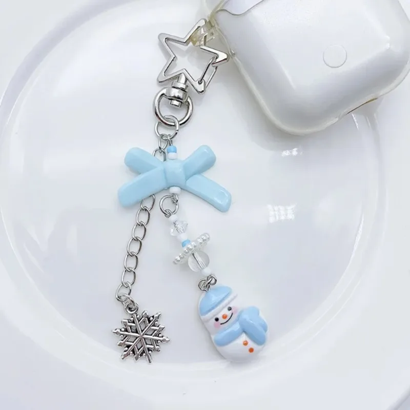 Cartoon Snowman Phone Strap Cute Christmas Cellphone Lanyard for IPhone Case Car Keychain Bags Decoration Christmas Gift