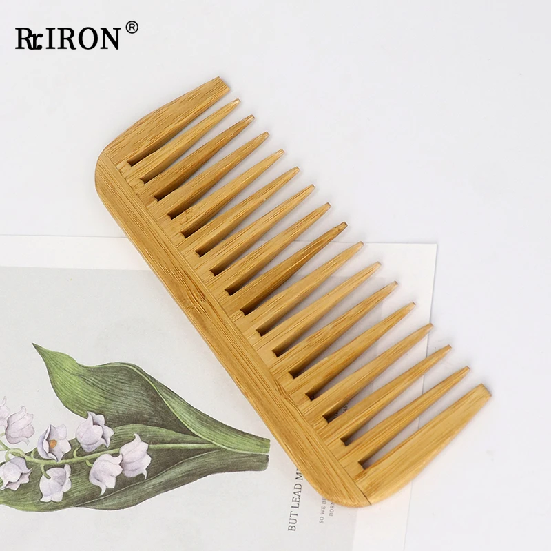 

RIRON Private Custom Logo All Natural Wooden Comb For Women Long Hair Detangling Hair Brush Combs Anti-Static Fine Toothed Comb