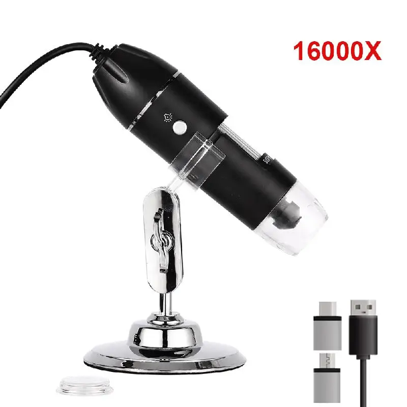 

For Soldering LED Magnifier For Cell Phone Repair 1600X Digital Microscope Camera 3in1 Type-C USB Portable Electronic Microscope