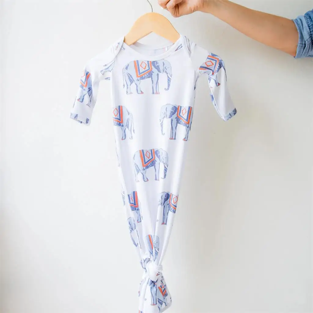 Newborn Knotted Baby Gown 0-6 Months Super Soft Breathable Nightgowns for Babies Girl and Boy