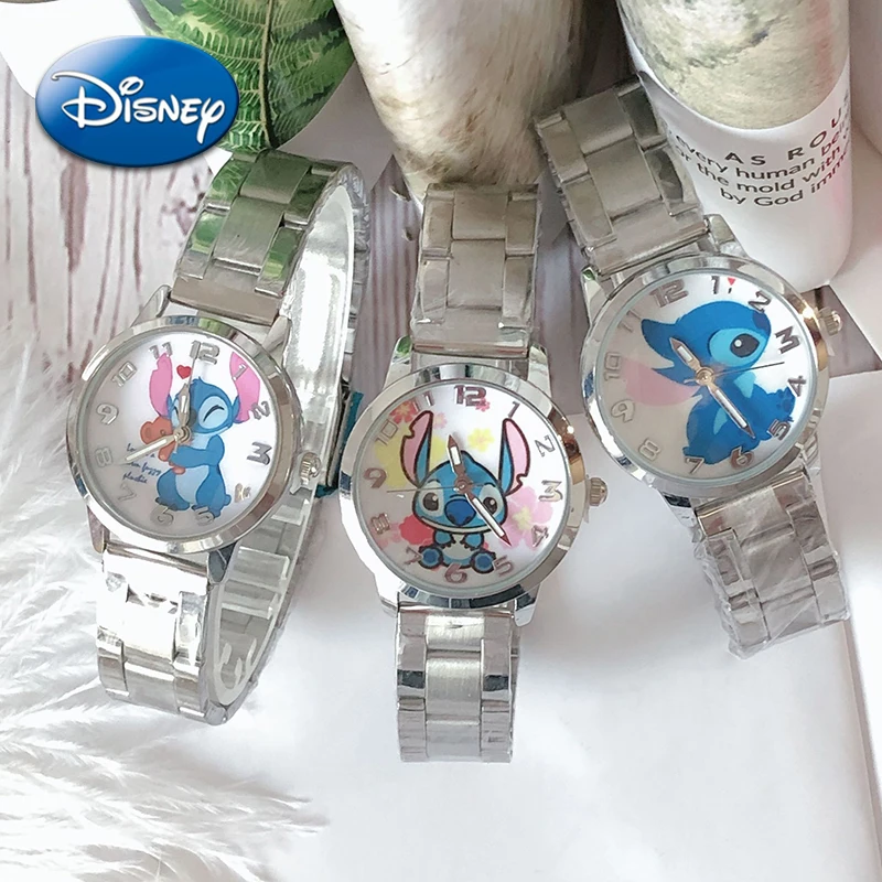 

Disney Lilo and Stitch Watch Cute Anime Figure Machines Kids Wristwatch Waterproof Stainless Steel Watchband New Fashion Gifts