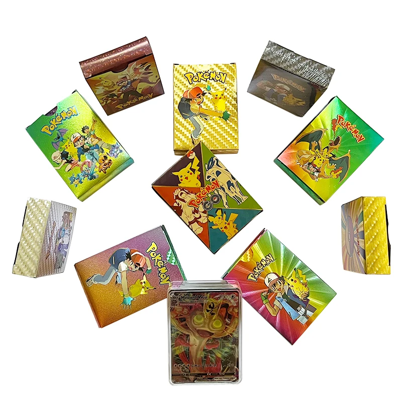 

Pokemon New Style Colorful Gold Foil Cards English Version Anime Collection Trading Cards Booster Shiny Cards Toy Birthday Gifts