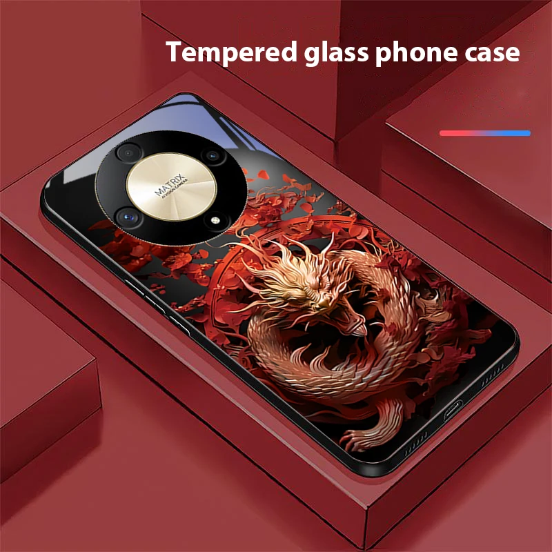 Chinese Wind Dragon Tempered Glass Phone Case