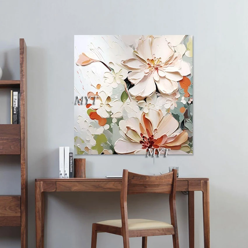 

Heavy Acrylic Textured Abstract Flower Painting Knife Art Wall Picture For Bedroom Modern Canvas Home Decoration Piece Unframed