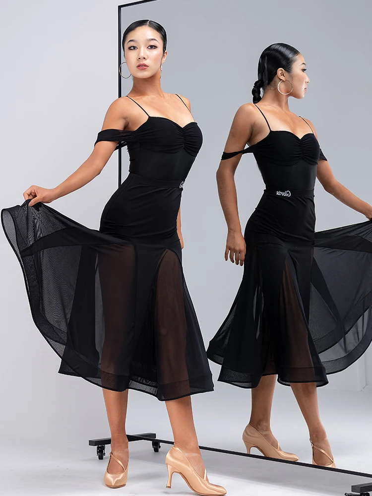 ブラックGrls AttchdスカートSlvlsダンスドレス – 8 / 10 ラテンドレス