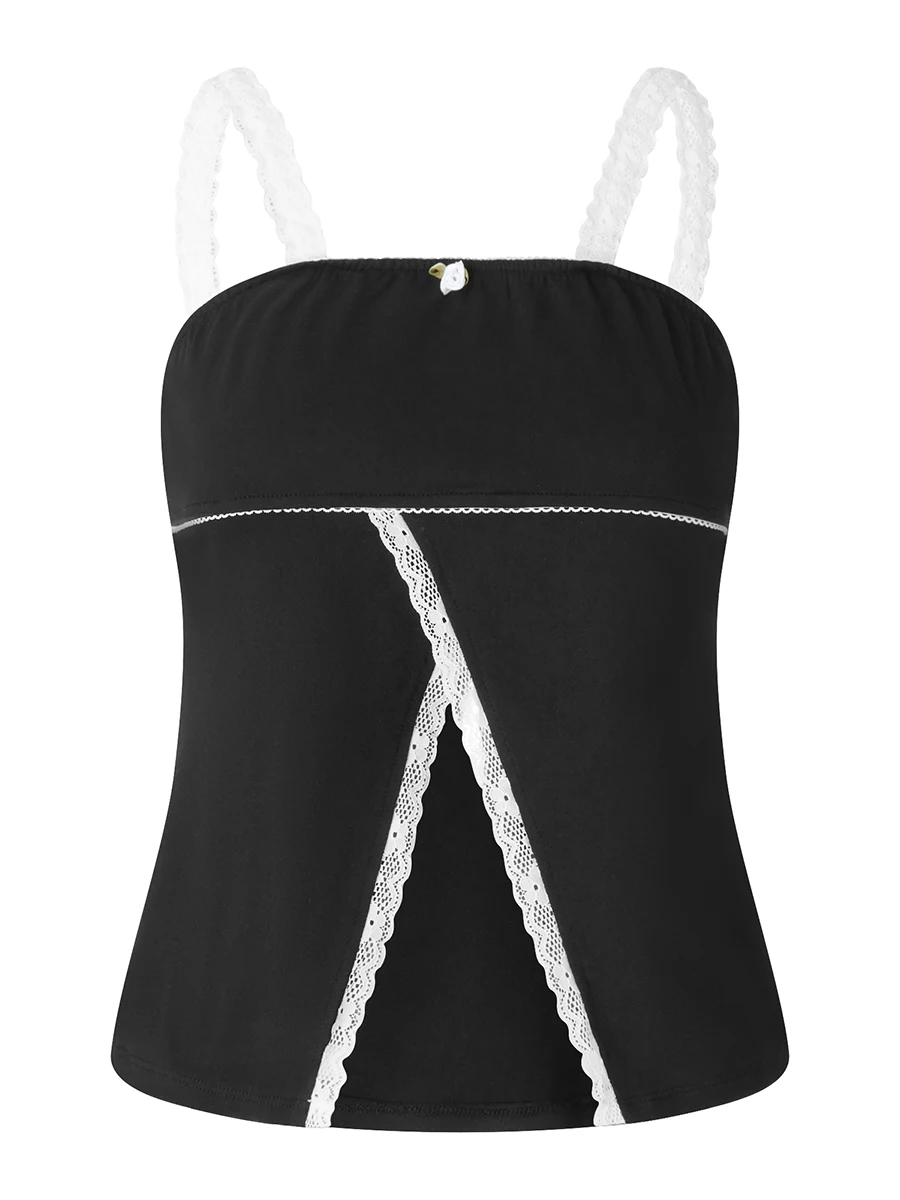 

Женская блузка Y2k, сексуальный жилет без рукавов с разрезом, облегающие летние кроп-топы, женский с кружевной отделкой майка, уличная одежда