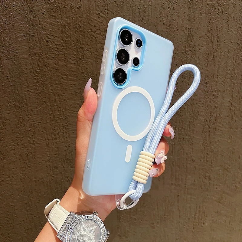 Candy Color Matte Phone Case with Lanyard - Soft Protective Cover