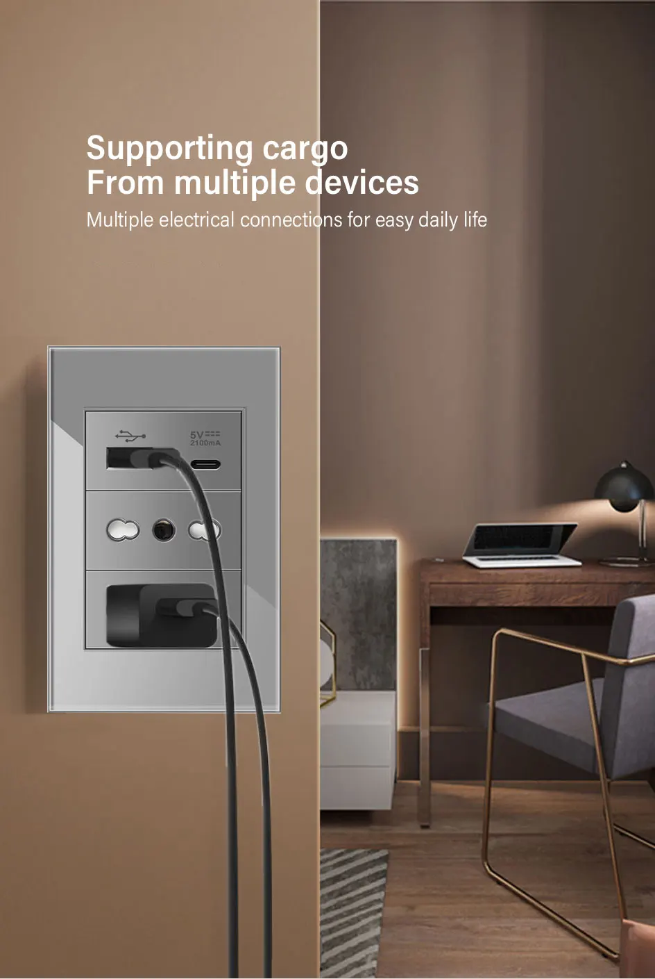 UE, Dual USB, Tipo C, Interruptor de Luz, Coréia, 118mm * 72mm