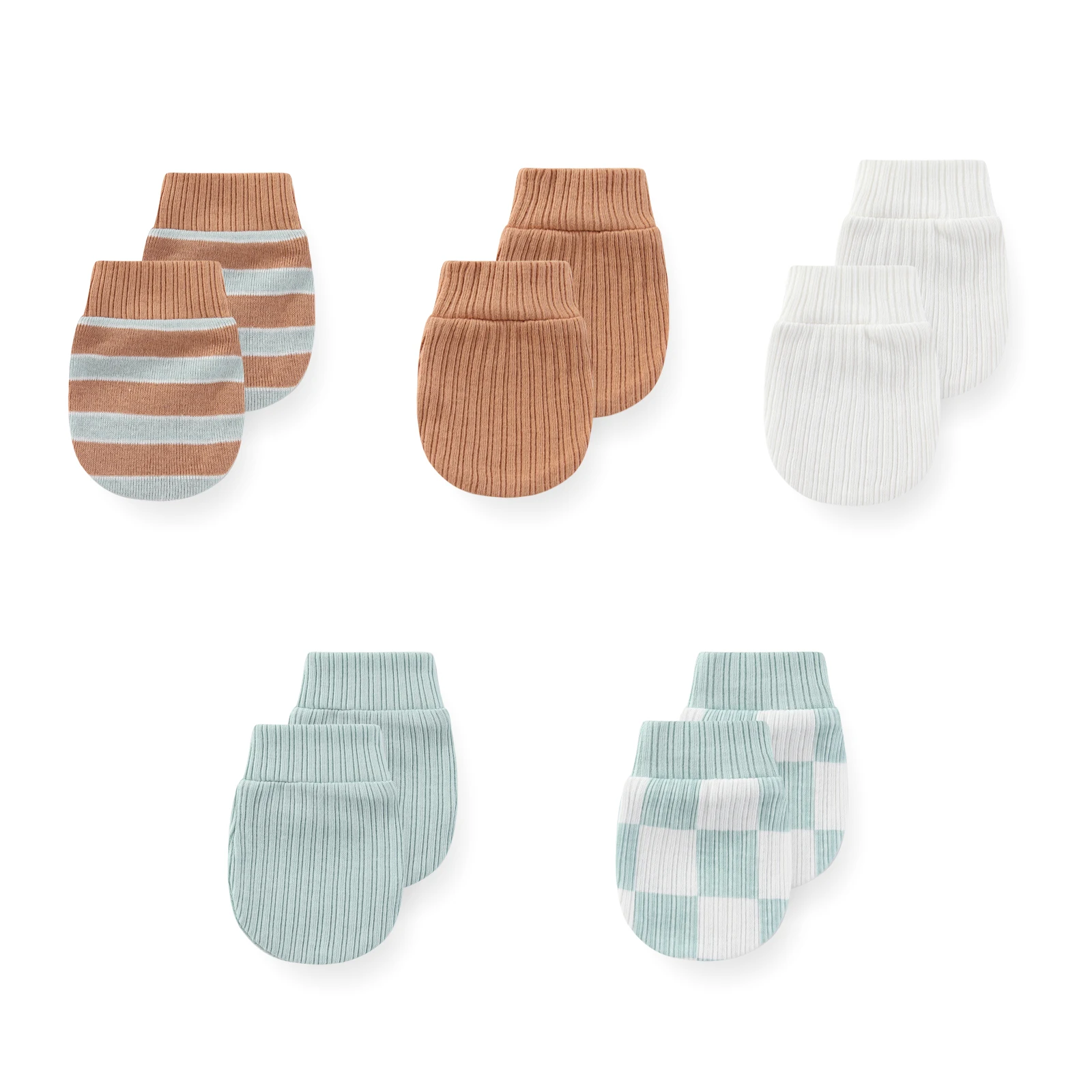 Newborn 5 Pairs Baby Girl Gloves Cotton Cartoon Print Baby Boy Mittens 0-6Months Solid Color Accessories