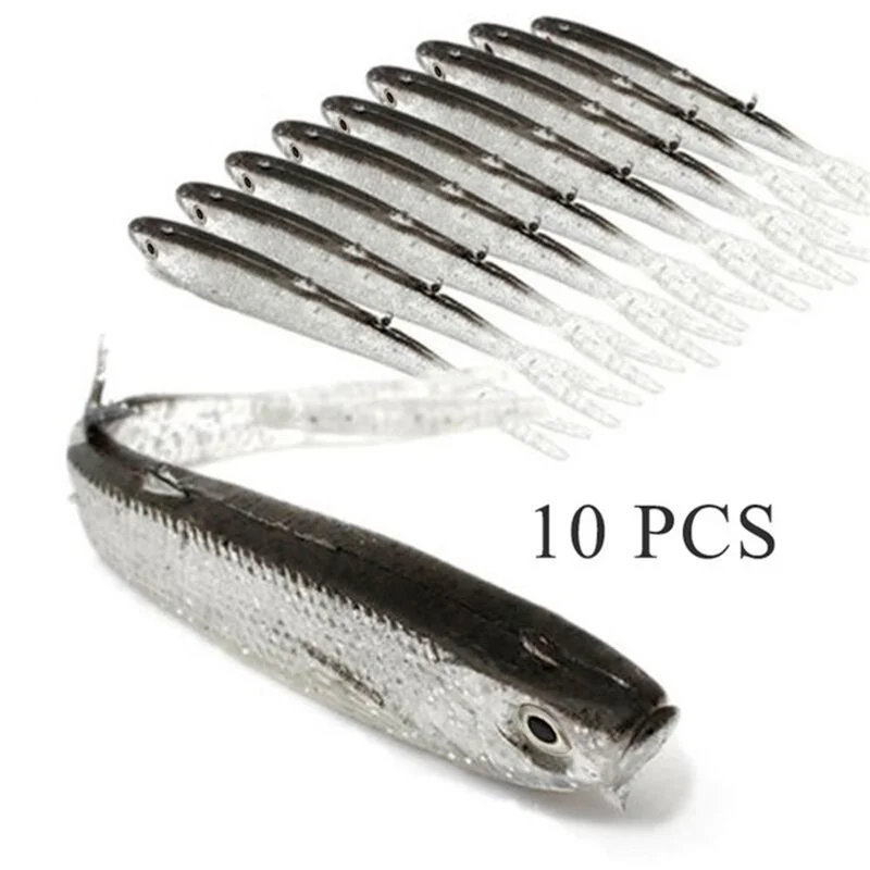 10PCS/Bag Fishing Soft Bait 8cm Wobbler Artificial Bait Shrimp Odor with Salt Rubber Bass Fishing Lure Crankbait Swimbait Lures