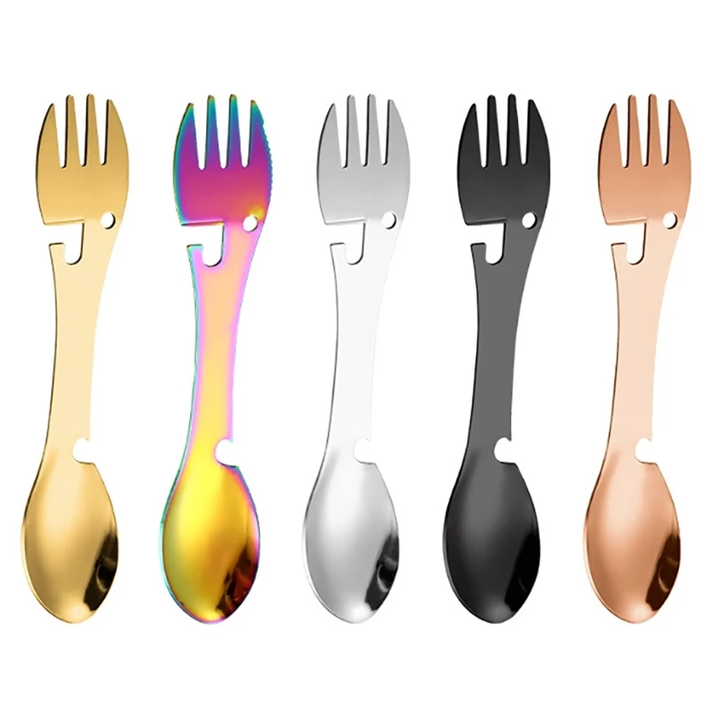 

Посуда Spork из нержавеющей стали 5 в 1 с открывалкой для бутылок и ложкой-вилкой