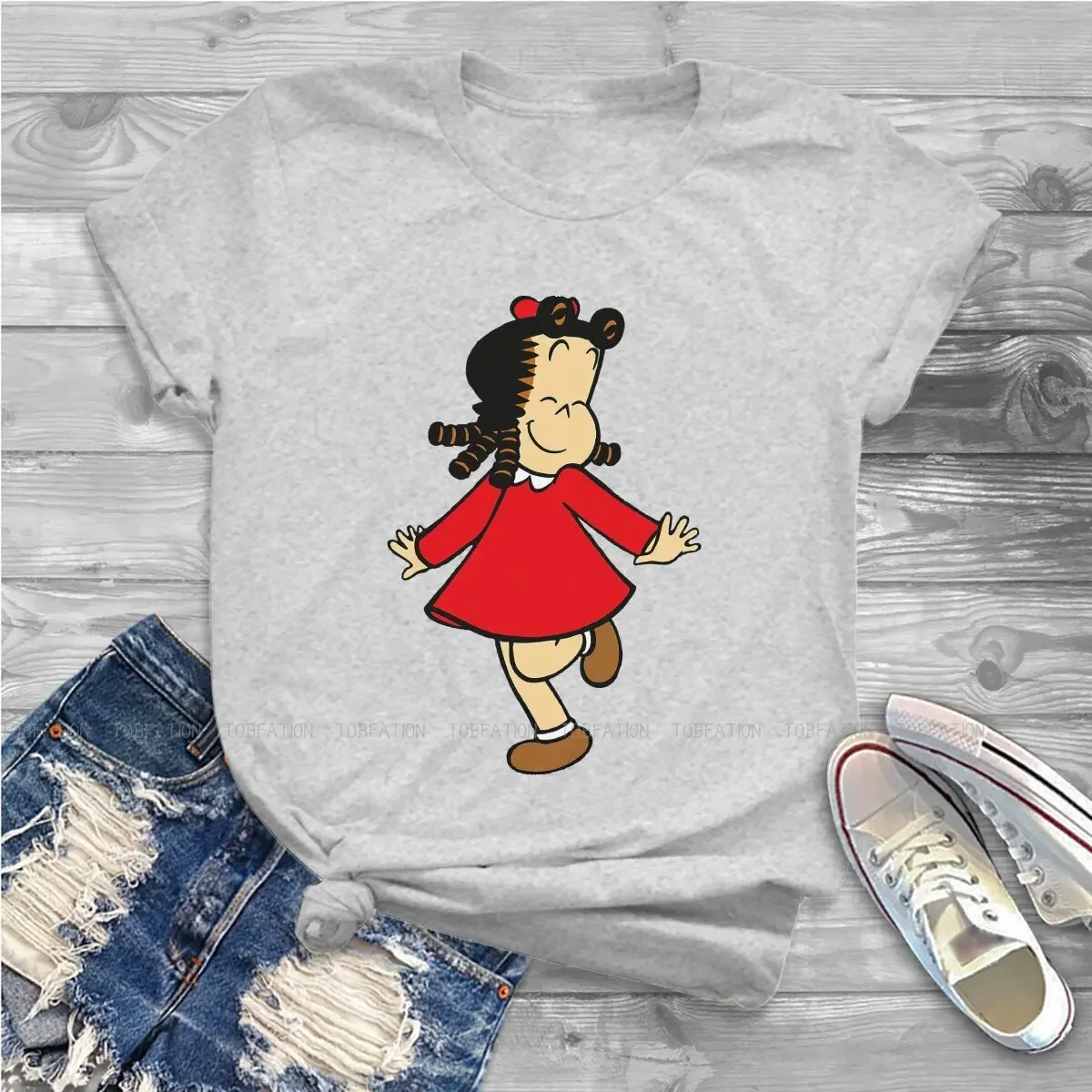 

Short Sleeves Cotton Tops Streewear Little Lulu Cartoon TShirt for Woman Girl 5XL Happy Soft Summer Tee High Quality Loose Top