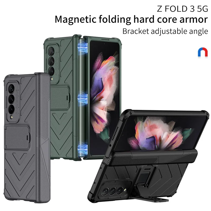 Magnetic Hinge Protection Kickstand Case for Samsung Galaxy Z Fold 3 5G