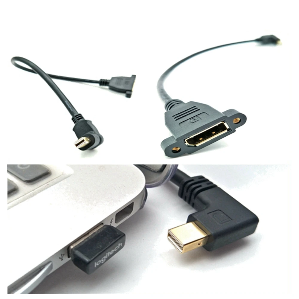 Cavo Mini Displayport Adattatore Da Angolo Retto A Displayport Con Risoluzione Black-4K Pronto Thunderbolt E Thunderbolt 2