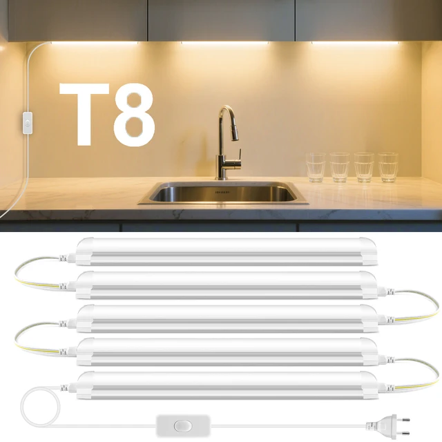 25W LED ภายใต้ตู้ตารางโคมไฟ T8 50 ซม.LED Light Bar หลอดไฟสําหรับห้องครัว,ผนัง, โรงรถเพดานตู้เสื้อผ้าตู้เสื้อผ้าแสงตกแต่ง 1