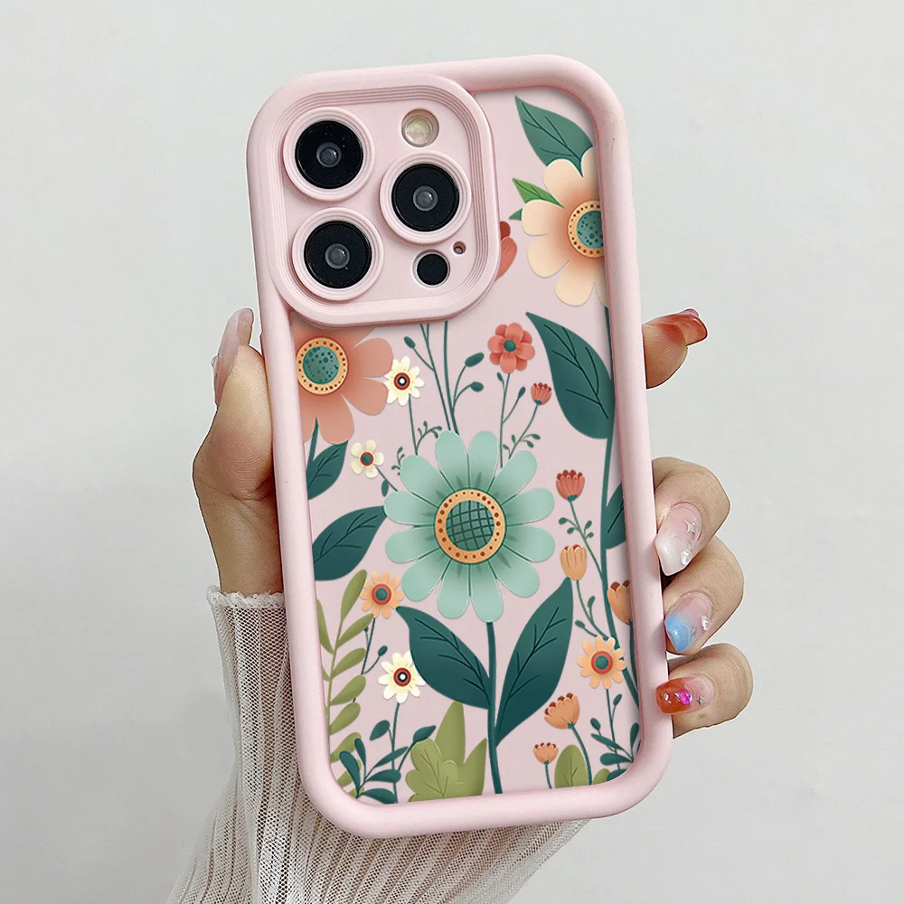 Floral Wrist Chain Lanyard Phone Case with Soft TPU Cover