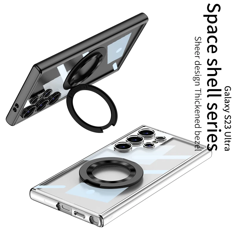 GKK Original Case for Samsung Galaxy S23 Ultra Back Hard Clear Case Wireless Charging Magnetic Stand Cover For Galaxy S23 Ultra
