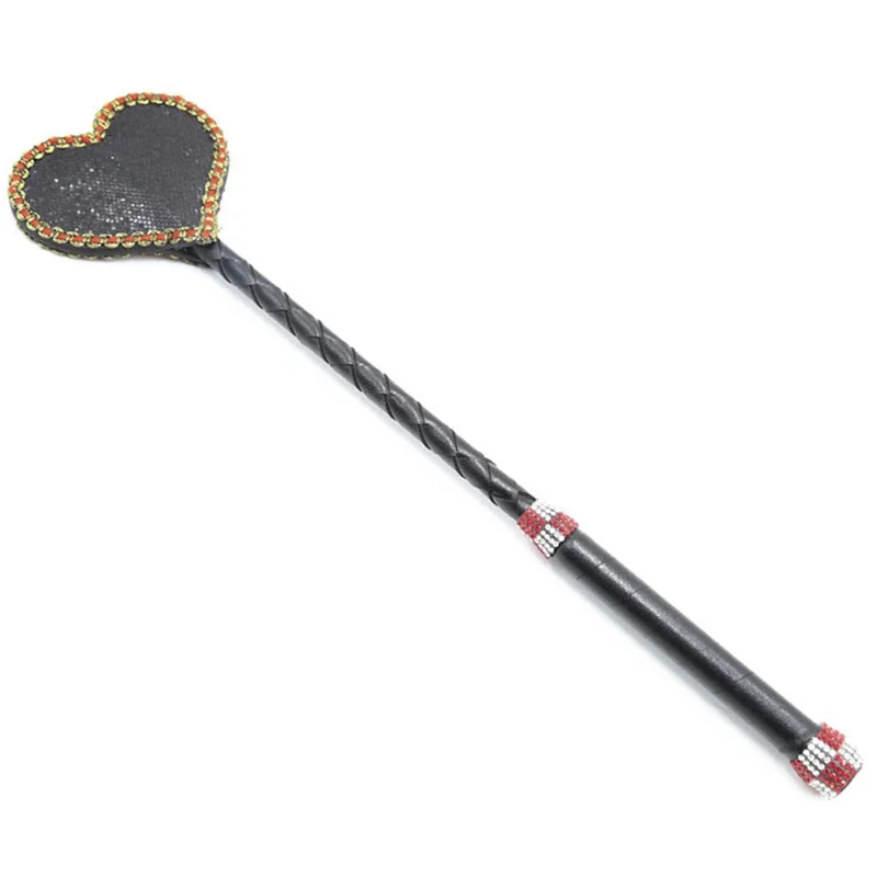 38CM PU Leather Heart-Shaped Flog Spank Paddle Horse Whip Beat Submissive for Horse Training Bat 2