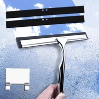 14'' INCH Shower Squeegee Stainless Steel Silicone Wiper Rubber Scrape Bathroom Cleaner Glass Door Hook Remove Stick Blade 1