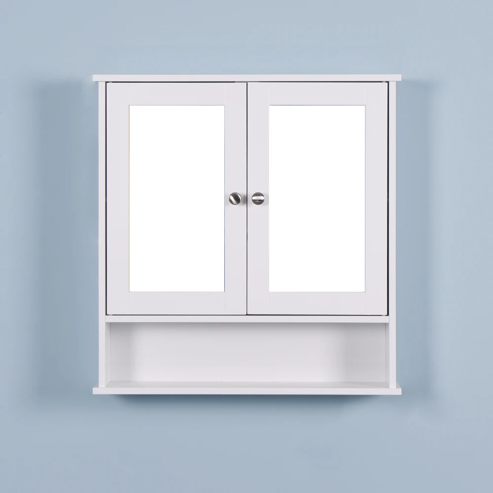 Wall Mounted Bathroom Cabinet with 2 Mirror Doors and Adjustable Shelf 4